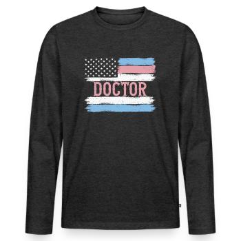 US Pride Physician Medic Doc Gift Idea - Men's Premium Organic Long Sleeve Shirt - heather anthracite - Front - Nico (187cm)