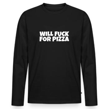 Humour adulte Pervers Ironic Pizza Lover Gift - T-shirt manches longues Premium bio Homme - noir - Devant - Nico (187cm)