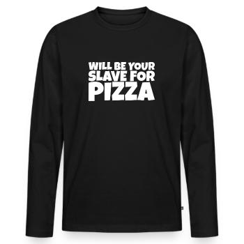 Adulte Humour Ironique Perv Pizza Lover Cadeau - T-shirt manches longues Premium bio Homme - noir - Devant - Nico (187cm)