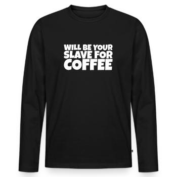 Adulte Humour Ironique Perv Café Amoureux Cadeau - T-shirt manches longues Premium bio Homme - noir - Devant - Nico (187cm)