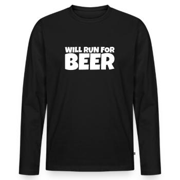 Runner Running Athlete Beer Lover Gift - Männer Premium Bio Langarmshirt - Schwarz - Vorne - Nico (187cm)