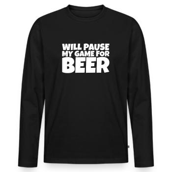 Gamer Gaming Nerd Beer Lover Gift - Männer Premium Bio Langarmshirt - Schwarz - Vorne - Nico (187cm)