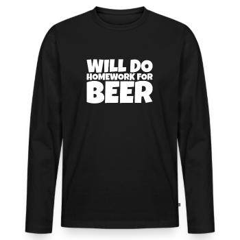 Funny School Pupil Beer Lover Gift - Men's Premium Organic Long Sleeve Shirt - black - Front - Nico (187cm)