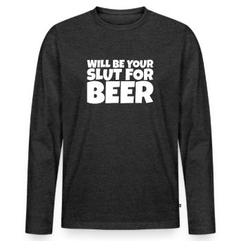 Adult Humor Ironic Perv Beer Lover Gift - Männer Premium Bio Langarmshirt - Anthrazit meliert - Vorne - Nico (187cm)