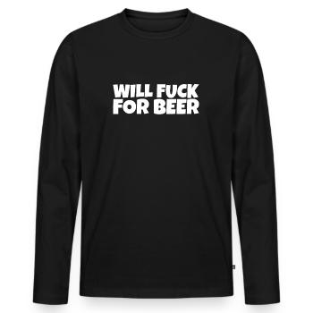 Humour adulte Pervers Ironic Beer Lover Cadeau - T-shirt manches longues Premium bio Homme - noir - Devant - Nico (187cm)