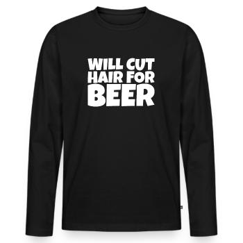 Hair Stylist Barber Hairdresser Beer Lover Gift - Men's Premium Organic Long Sleeve Shirt - black - Front - Nico (187cm)