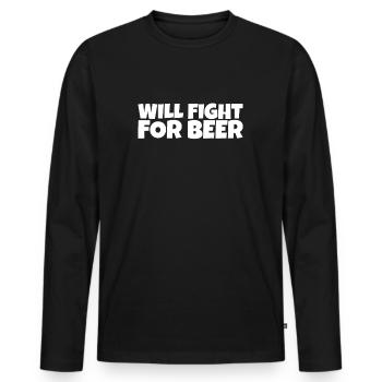 Artiste martial Fighter Mma Beer Lover Cadeau - T-shirt manches longues Premium bio Homme - noir - Devant - Nico (187cm)