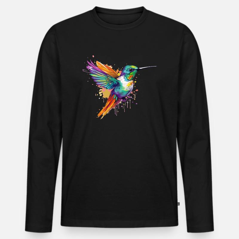 Ozi der Kolibri - Männer Premium Bio Langarmshirt - Schwarz