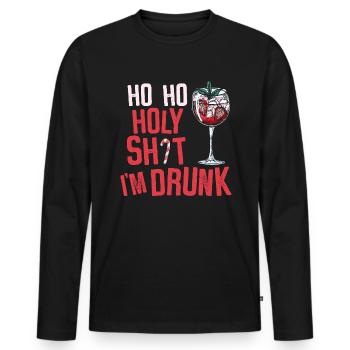 Ho Ho Ho Holy Shit i'm Drunk - Männer Premium Bio Langarmshirt - Schwarz - Vorne - Nico (187cm)