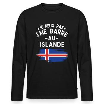 Je Peux Pas J'me Barre Au Islande Vacances - T-shirt manches longues Premium bio Homme - noir - Devant - Nico (187cm)