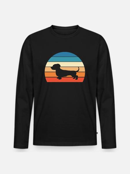 Teckel Teckel Retro Chien - T-shirt manches longues Premium bio Homme - noir