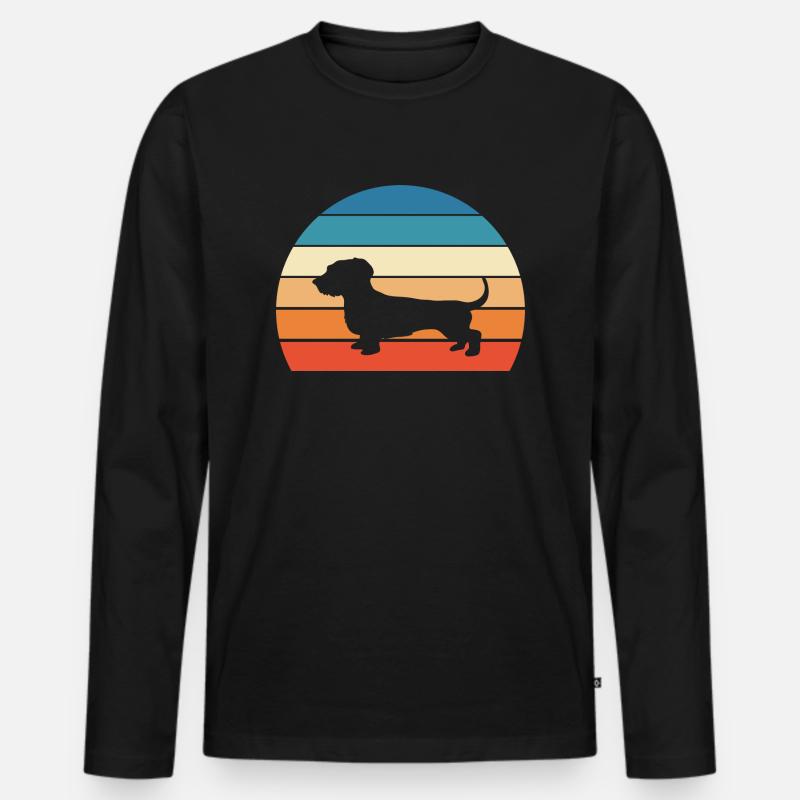 Dackel Dachshund Retro Hund - Männer Premium Bio Langarmshirt - Schwarz