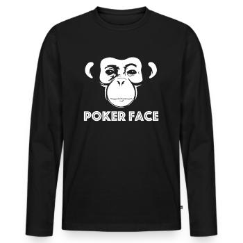 Poker Face | Chimpanzee, Animal Welfare, Nature - Men's Premium Organic Long Sleeve Shirt - black - Front - Nico (187cm)