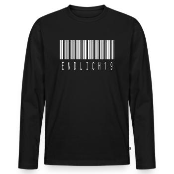 19. Geburtstag Geschenk Strichcode Humorvoll - Männer Premium Bio Langarmshirt - Schwarz - Vorne - Nico (187cm)
