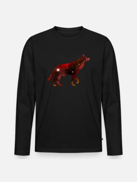 Galaxy Hyena - Männer Premium Bio Langarmshirt - Schwarz