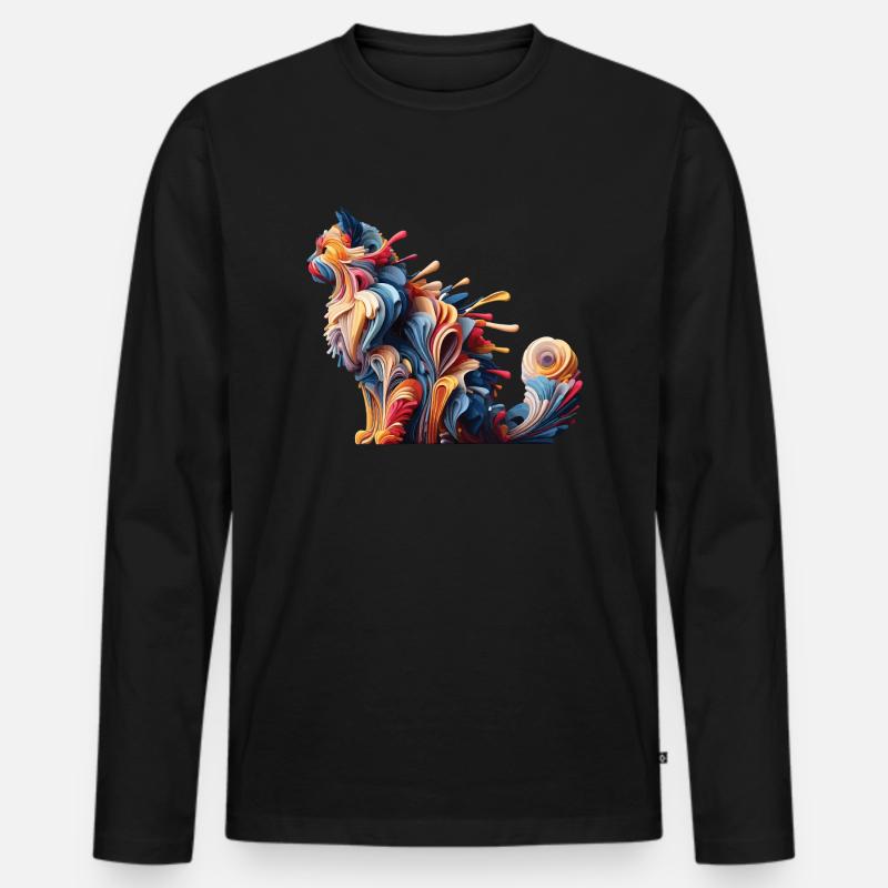 Bunte abstrakte Katze - Männer Premium Bio Langarmshirt - Schwarz