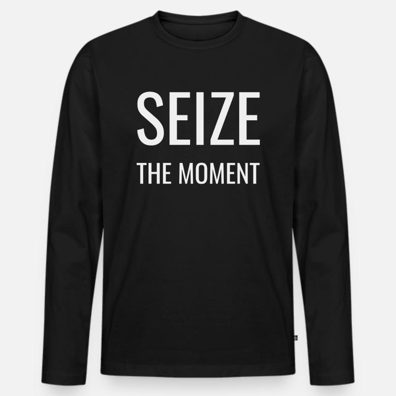 Nutze die Gunst der Stunde - Männer Premium Bio Langarmshirt - Schwarz