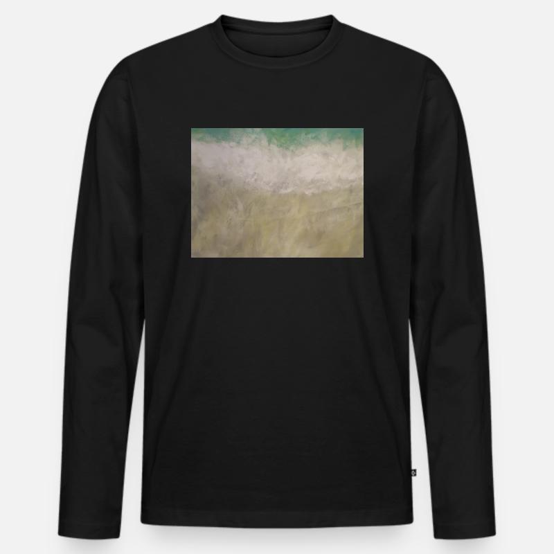 Welle trifft Strand - Männer Premium Bio Langarmshirt - Schwarz