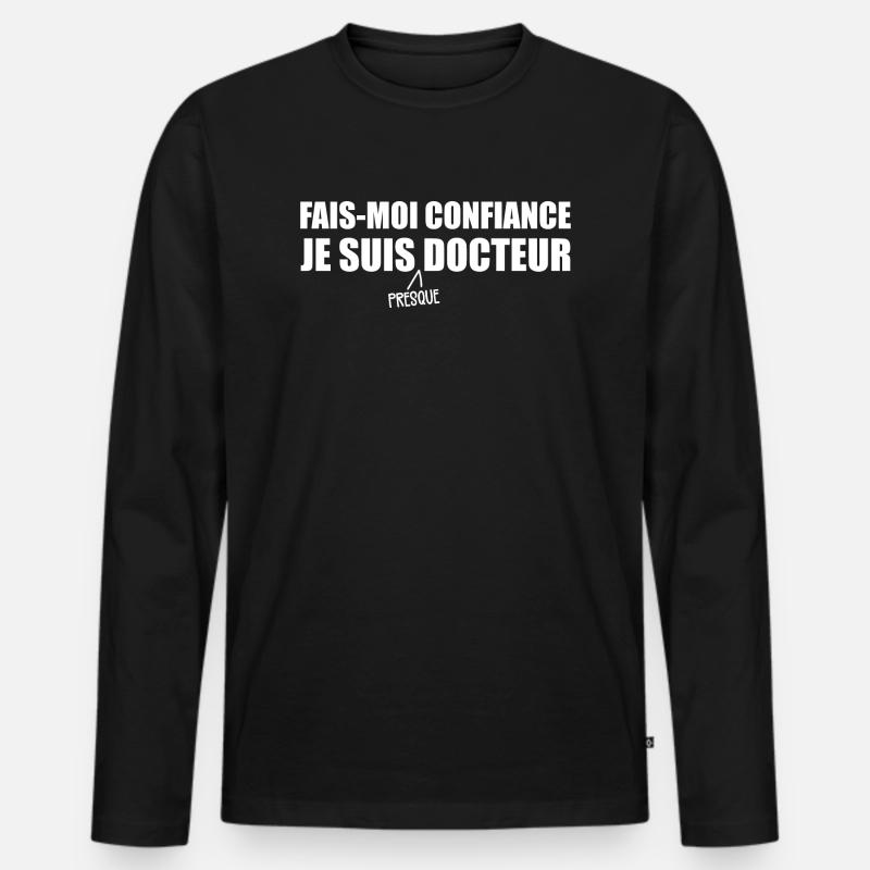 Ich bin fast ein Arzt - Männer Premium Bio Langarmshirt - Schwarz