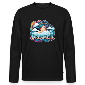 rêver - rêveur - rêveuse - rêve - rêverie - T-shirt manches longues Premium bio Homme - noir - Devant - Nico (187cm)