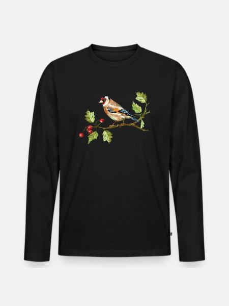 Bunter Vogel - Männer Premium Bio Langarmshirt - Schwarz