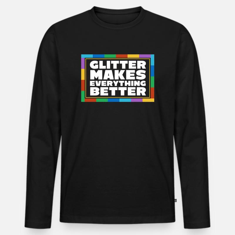 Glitzer - Männer Premium Bio Langarmshirt - Schwarz