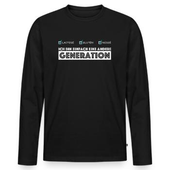 Ich bin einfach eine andere Generation | Sarkasmus - Männer Premium Bio Langarmshirt - Schwarz - Vorne - Nico (187cm)