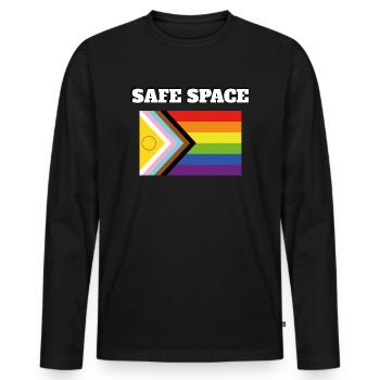 Inclusive Pride Pride SAFE SPACE - Men's Premium Organic Long Sleeve Shirt - black - Front - Nico (187cm)