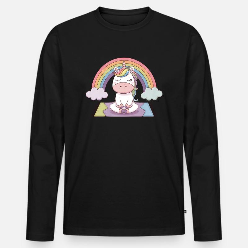 Yoga Einhorn - Männer Premium Bio Langarmshirt - Schwarz