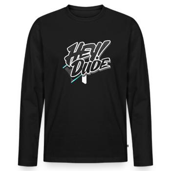 hey Kumpel - Männer Premium Bio Langarmshirt - Schwarz - Vorne - Nico (187cm)