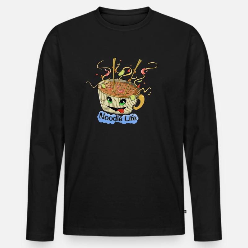 Nudelleben - Männer Premium Bio Langarmshirt - Schwarz