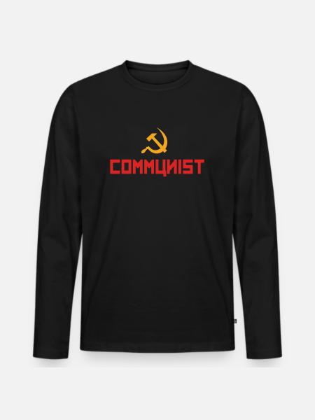 Communist with hammer and sickle - Men's Premium Organic Long Sleeve Shirt - black
