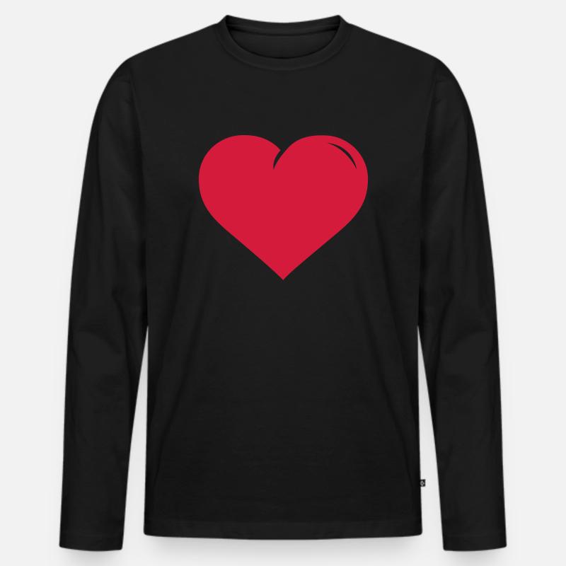 rotes Herz - Männer Premium Bio Langarmshirt - Schwarz
