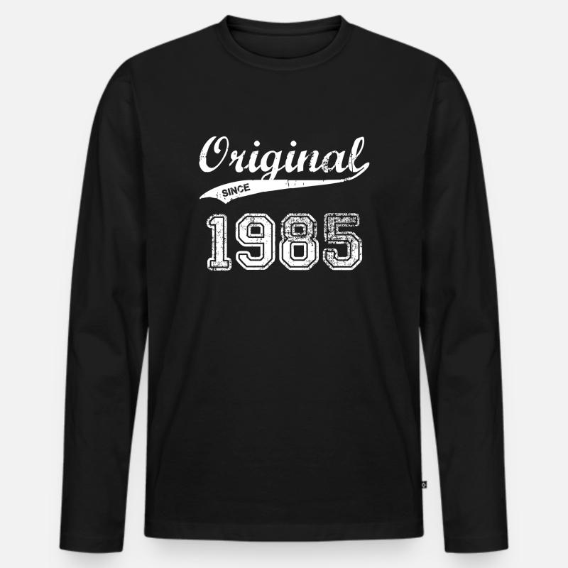 1985 - Männer Premium Bio Langarmshirt - Schwarz