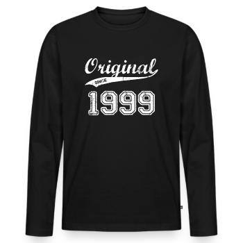1999 - Männer Premium Bio Langarmshirt - Schwarz - Vorne - Nico (187cm)