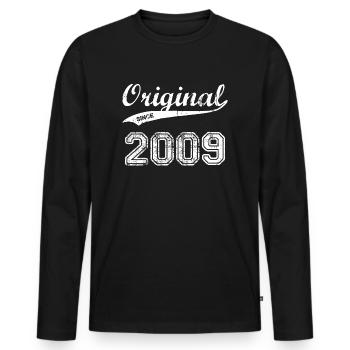 2009 - Männer Premium Bio Langarmshirt - Schwarz - Vorne - Nico (187cm)