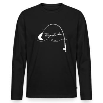fliegenfischer - Männer Premium Bio Langarmshirt - Schwarz - Vorne - Nico (187cm)