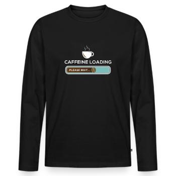 Caffeine Loading Pleas Wait Café fève Café - T-shirt manches longues Premium bio Homme - noir - Devant - Nico (187cm)
