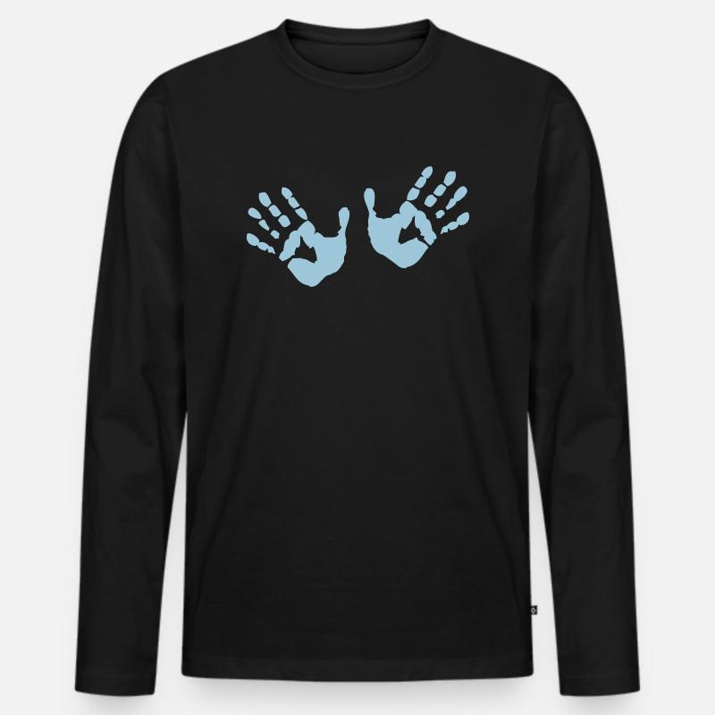 Hands - Hände - Männer Premium Bio Langarmshirt - Schwarz