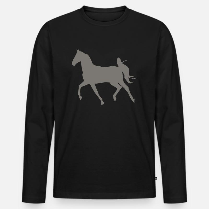 Pferd - Männer Premium Bio Langarmshirt - Schwarz