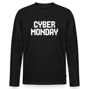Cyber Monday - T-shirt manches longues Premium bio Homme - noir - Devant - Nico (187cm)