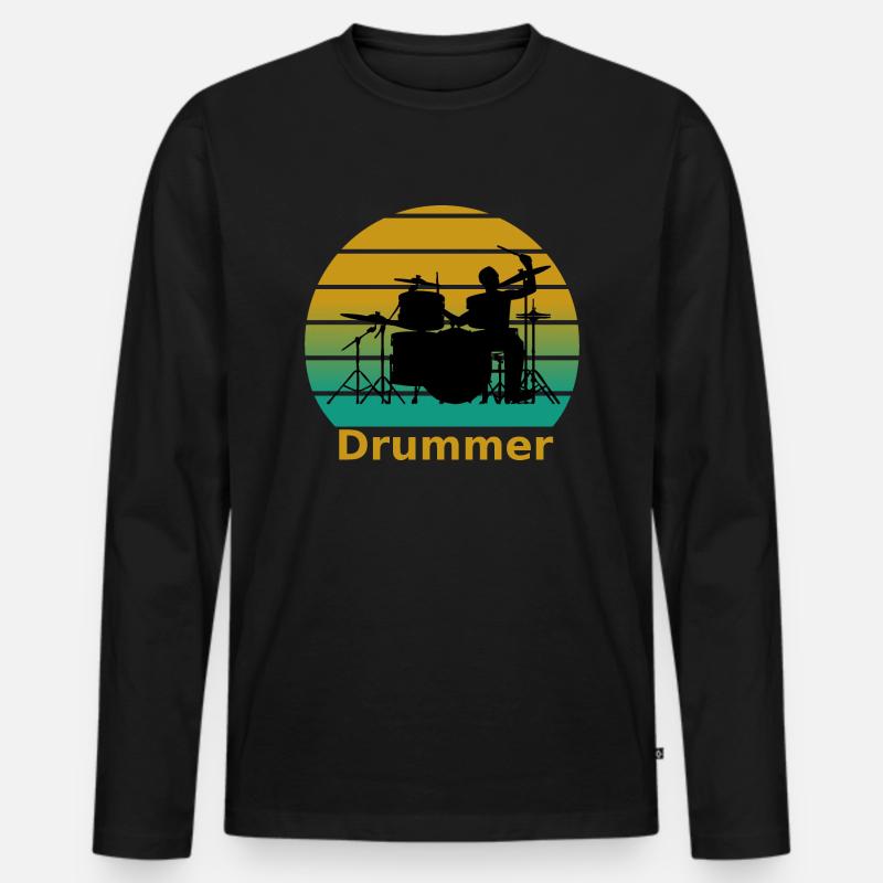 Drummer - Männer Premium Bio Langarmshirt - Schwarz
