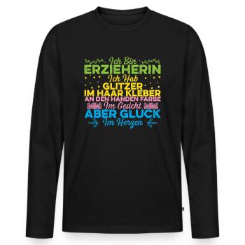 Ich bin Erzieherin im Kindergarten - Männer Premium Bio Langarmshirt - Schwarz - Vorne - Nico (187cm)