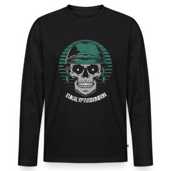 Eucalyptus Bonbon Soldat militaire de l’armée - T-shirt manches longues Premium bio Homme - noir - Devant - Nico (187cm)
