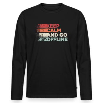 Keep Calm And Go Offline. Wandern Design - Männer Premium Bio Langarmshirt - Schwarz - Vorne - Nico (187cm)