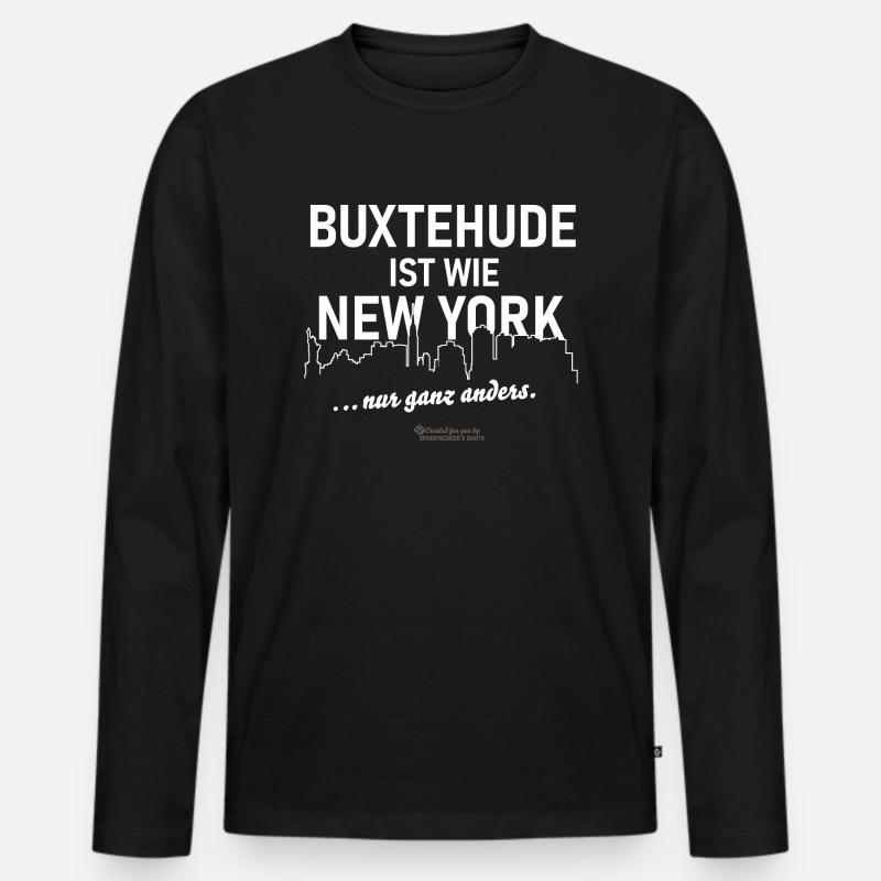 Buxtehude - Männer Premium Bio Langarmshirt - Schwarz