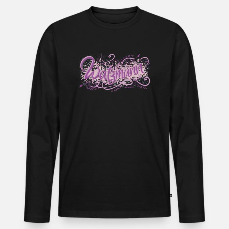 Watzmann - Männer Premium Bio Langarmshirt - Schwarz