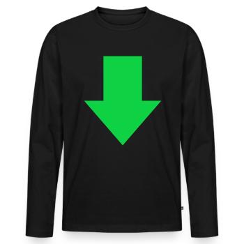 Pfeil nach unten Richtung grün Pfeilspitze - Männer Premium Bio Langarmshirt - Schwarz - Vorne - Nico (187cm)