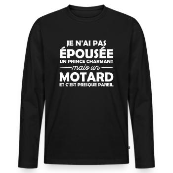 j ai épousée un motard / femme de motard - T-shirt manches longues Premium bio Homme - noir - Devant - Nico (187cm)