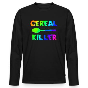 Cereal Killer | Muesli | Cereals | Breakfast | Ge - Men's Premium Organic Long Sleeve Shirt - black - Front - Nico (187cm)
